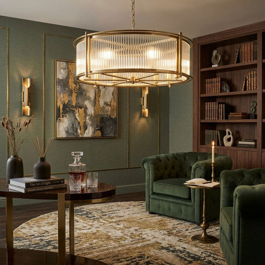 Brass Glass Chandelier
