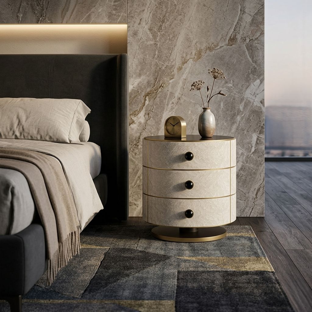 Cylinder Base Bedside Table