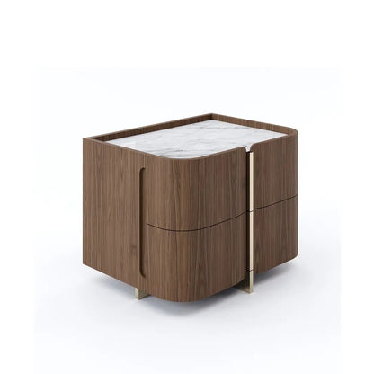 Walnut Curved Bedside Table