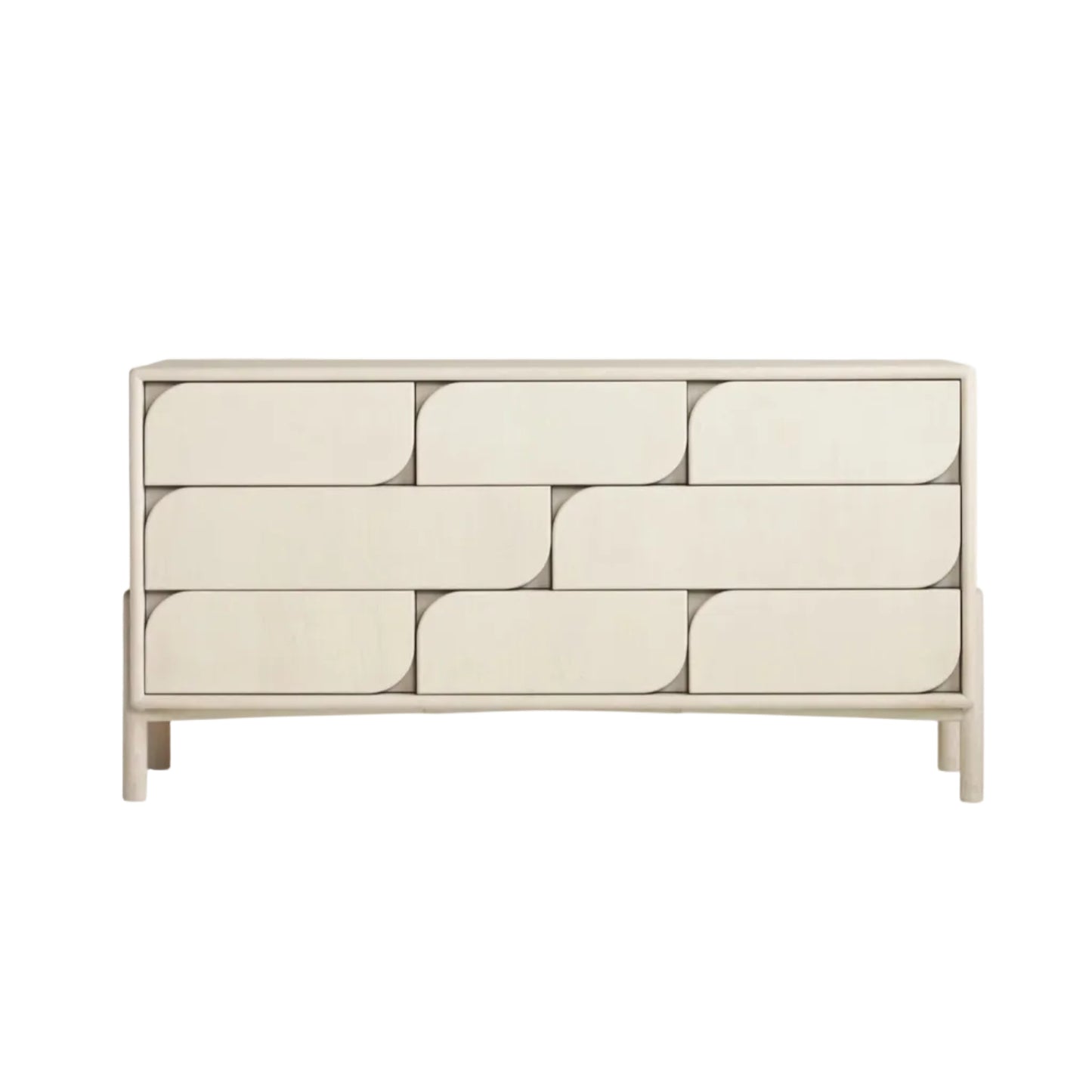 Beige dresser with geometric design on a white background