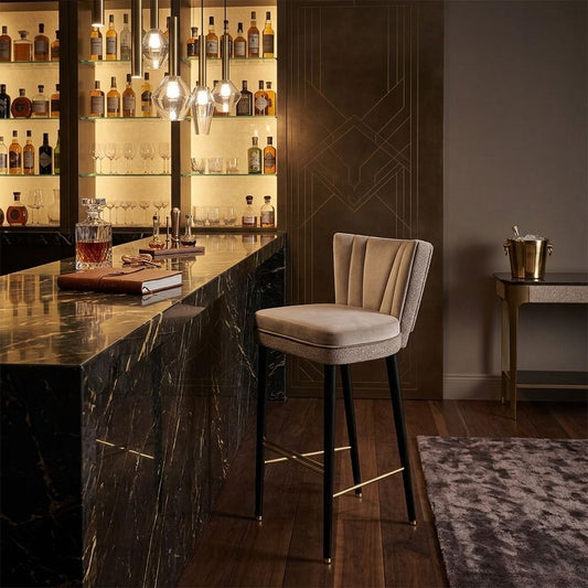 Beige Velvet Bar Stool