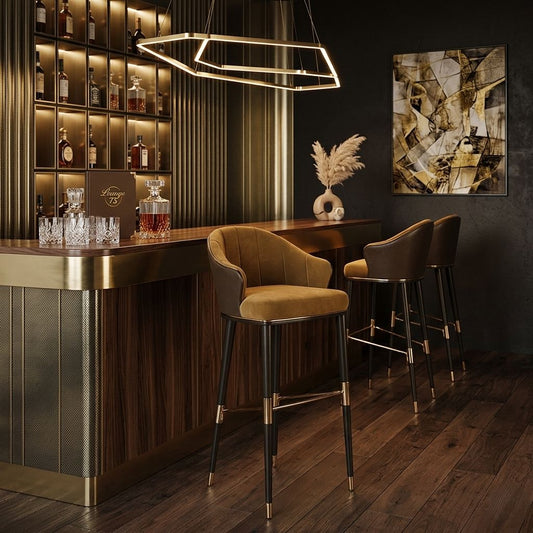 Wooden Upholstered Bar Stool