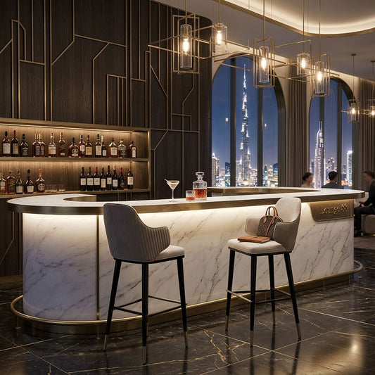 Fluted Back Bar Stool