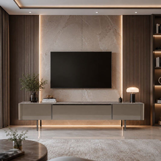 Wood Marble TV Unit